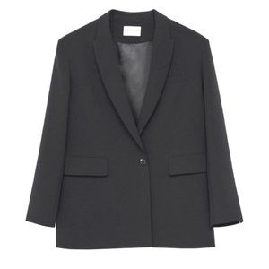 NWOT LATTELIER Single Breasted Twill Black Blazer